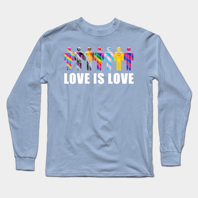 Love is Love with Men icons in LGTBQi+ flag colors Long Sleeve T-Shirt by Visualisworld